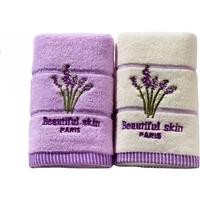 High Quality Bath Towel Cotton Embroidery Lavender Aromatherapy Soft Hand Face Sheet Set 34 X 74cm