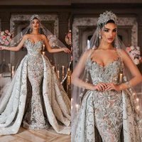 Elegant Prom Dress V-Neck Shine Sequins Appliques 3D Lace Beaded Mermaid Luxury Bridal Gowns Vestina De Novia Size Customized