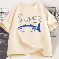 Kpop Korean Jin Super Tuna Fish T-shirts Fashion Vintage Short Sleeve T-shirt Men Women Clothing Cotton Casual Oversized T Shirt