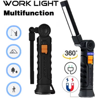 Portable COB LED Flashlight USB Rechargeable Torch with Magnetic Emergency Work Lamp with Built-in Battery for Outdoor Camping
