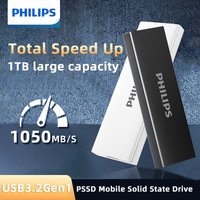Philips Dual Color Gray Silver Slim Metal External Solid State Drive High Speed Plug And Play Storage For Office Travel Game