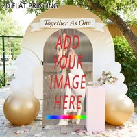 2D Flat, Personalized Arch Cover Backdrop Custom with Name & Photo/Text Weddings, Birthdays, Showers, Ceremony Decoration