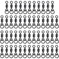 50pcs Rolling Swivel with Ring Carp Fishing Micro Hook Matt Black Ice Winter Fishing Tackle Supplies Accessories Equipment Pesca