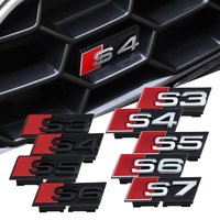 1PC 3D ABS Car Front Grille Hood Badge Grille Buckle Emblem Decoration cover Stickers For Audi S3 S4 S5 S6 S7 Auto Accessories