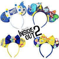 Anime Cartoon Inside Out 2 Theme Mickey Mouse Headband Joy Sadness Anger Disgust Fear Ear Headband Cosplay Decorative Gift