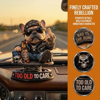Biker Bulldog Dashboard Ornament Spring Shaking Design 105cm Tall Cold Cast Resin Hand Painted Rebel Style Perfect Gift