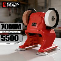 Bezprzewodowa elektryczna szlifierka stołowa, szlifierka dwu-funkcyjna, polerka, kamień szlifierski, nóż do ostrzenia, do akumulatora Milwaukee 18V.