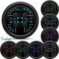 AD 4 In 1 Multifunction Gauge 85MM Fuel Pressure Measurement Oil Pressure Gauge Fuel Level Water Temp Meter Voltmeter with Alarm
