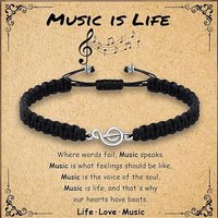 Music Gifts for Women and Men, Black Bracelet Music Teacher Appreciation Gifts, Music Lovers Teens Jewelry Back to School Gifts