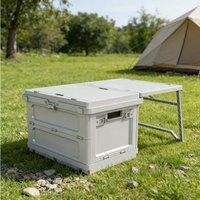 Folding Picnic Basket with Lid & Handle Convertible to Table Portable Camping Gear for Outdoor Party Holiday Beach Hiking Travel