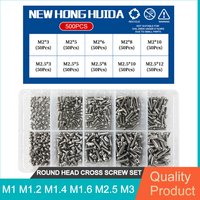 M1 M1.2 M1.4 M1.6 M2.5 M3 304 Stainless Steel Round Head Cross Small Screw Set Metric Thread Machine Bolt Assortment Kit Set