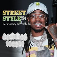 Hot Selling Hip-Hop Braces With Zircon Micro Inlaid Zirconia Gold Teeth, Trendy Decorative Braces