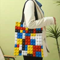 Monaco Block GermanTote Bag Modern Art Inspired Design Shoulder Bag with Fixed Shoulder Strap for Shopping Everyday Use Pouch