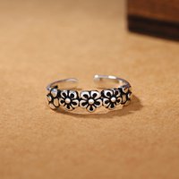 925 Sterling Silver Retro Flower Adjustable Rings For Women Engagement Luxury Quality Jewelry Wholesale