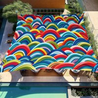 1 Piece Vibrant Rainbow Arc Wave Pattern Outdoor Awning and Beach Shade-Heavy Duty UV Protection Easy to Install and Store Su