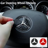 45/49MM Carbon Fiber Car Steering Wheel Emblem Stickers For Mercedes Benz AMG W205 C300 W203 W206 W108 W124 W126 W140 W168 W169