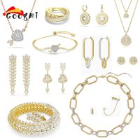2026 New Original Gold Series for Women Fine Jewelry Set Fashionable Stainless Steel Geometric Necklace Earrings Bracelet Ring