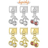 Hapiship Fruit Cherry Italian Charms Fit 9mm Stainless Steel Bracelet Jewelry DJ1901