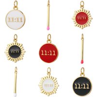 Cute enamel round 11:11 pendant expresse love charm for boys and girls matchstick pendant suitable DIY bracelet necklace earring