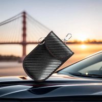 Portable RFID Blocking Key Storage Pouch Waterproof Carbon Fiber Leather Car Key Anti-Theft Bag