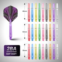 Huanqu 18-Piece Pc Dart Shaft Set, 2Ba Universal Thread, Mixed Lengths of 35Mm/42Mm/48Mm, Durable and Impact-Resistant Dart Replacement Parts, Available in 9 Colors, Suitable for Soft Tip and Hard Tip