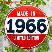 Metal Sign 2D Flat Vintage 1966 Limited Edition Metal Sign - Rustic Red&White Aluminum Art, Perfect for Home/Bar