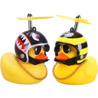 2 Set Rubber Duck Car Ornaments Yellow Duck Car Dashboard Decorations with Propeller Helmet