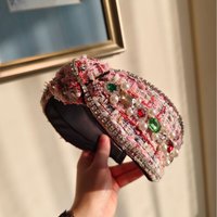 Original New Product Small Fragrance Style Diamond-encrusted Pearl Knotted Headband Elegant Fashion Hair Accessory