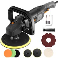 DOVAMAN 1500W Car Polisher, Rotary Buffer Machine 180mm/150mm, 6 Speeds 600–3000RPM, Detachable Handle, Kit for Car Detailing