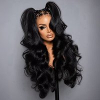 Body Wave 13X4X1 HD Full Lace Frontal Synthetic Wigs For Black Women Preplucked Bleached Knots Baby Hair Free Gifts Cosplay Soft