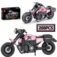 Pink Orange Motorcycle MOC Simulation Model DIY Building Blocks Racing Creative Puzzle Toys Birthday Gift Ornament