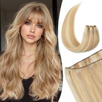 Straight Human Hair Weaves Remy Human Hair Bundles Sew In Weft Extensions Straight Blonde 50g 12"-20" Natural Hair for Women