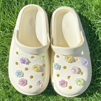 12PCS DIY Shoe Charms with Cute Night Light Cat Claw & Bear Paw Footprint Design Girls Party Accessory Kids Buckle for Hole