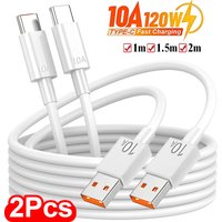 1/2Pcs 10A Cable 120W Super Fast Charging USB to Type C Cable For Android Highspeed Data Transfer 1M 2M Cable For Xiaomi Redmi