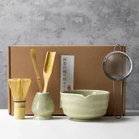 Japanese Matcha Blender Ceremony 6pcs Set Ceramic Chawan Bowl Bamboo Whisk and Tea Scoop Matcha Tools Kit for Tea Lovers