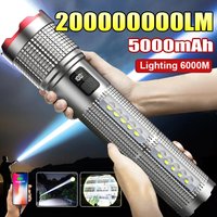 5000 MAH Powerful LED Flashlight Rechargeable Lamp Side Light Waterproof Tactical Lantern Handheld Torch Outdoor Camping Hiking