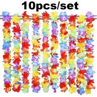 10pcs/set Hawaii Wreath Party Leis Flower Garland Hawaiian Necklace Torpil Hawai Floral Farmhouse Decor Hawaiian Fabric