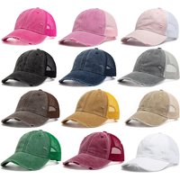 Women Trucker Hat Vintage Men Outdoor Mesh Baseball Cap Summer Casual Washed Sun Visor Hip Hop Cap Adjustable For Snapback