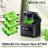 1800mAh Akku für GoPro Hero 8 Hero 7 Hero 6 Black mit LCD 3-Slot-Schnellladegerät für Go Pro Hero8 7 6 Hero5 Black Kamera-Akku