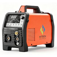 HITBOX TIG200PRO Digitaler Puls-TIG-Kaltschweißer 220V 200A 6-in-1 Elektrodenschweißgerät ARC MMA/HF TIG/Punktschweißen Großes LED-Display 2T/4T IGBT-Inverter-Schweißgerät für Kohlenstoffstahl,