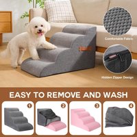 Dog Stairs for Dogs, 2/3/4-Steps Dog Ramp for Couch, Pet Stairs with Highly Supportive Foam and Non-Slip Bottom