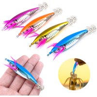 Wood Shrimp Squid Lure ABS Simulation Shrimp Cuttlefish Bait 7cm 3D Eyes with Hooks for Outdoor Fishing Gear