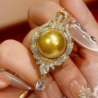 Huitan Aesthetic Women Pendant Necklace Gorgeous White/Yellow Imitation Pearl Party Wedding Accessories Trendy Jewelry with CZ