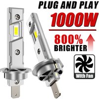 H1 LED Headlight Bulbs with Fan CANBUS Lights Mini Lamp 1:1 Size New Wireless H1 Fog Light Car LED Plug & Play 6000K 12V