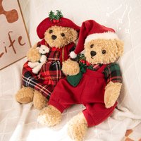 2PCS Couple Christmas Dress Bear Plush Toy Dolls Stuffed Soft Animal Pillow Girl Birthday Decor Gift