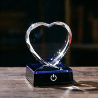 xTool Blank K9 Crystal Heart-shaped Photo Frame for Laser Engraving or Printing Picture Glass Paperweight with LED Light Base