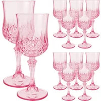 12Pcs Plastic Wine Glass High Quality Goblet Transparent Wine Juice Drink Cup Reusable Pink Champagne Flutes for Party Wedding