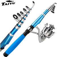 TAIYU Portable Fishing Rod and Reel Combo - 1.8/2.1/2.4m Telescopic Surf Casting Rod with Strong Backbone, Uniform Stress Distri