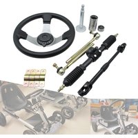 DIY 110cc Go Kart 300mm Front Steering Wheel Assembly 320/420mm Gear Rack Pinion Scalable Adjustment U joints Shaft Tie Rod Kit