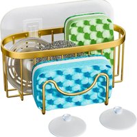 Suction Cups Sponge Drainer Rack Stainless Steel Sponge Holder Fast Drainage Easy-To-Clean Sink Sponge Stand Drain Holder